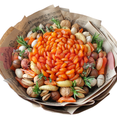 Букет с курагой, инжиром и орехами